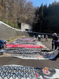 ダムに今年も鯉のぼり